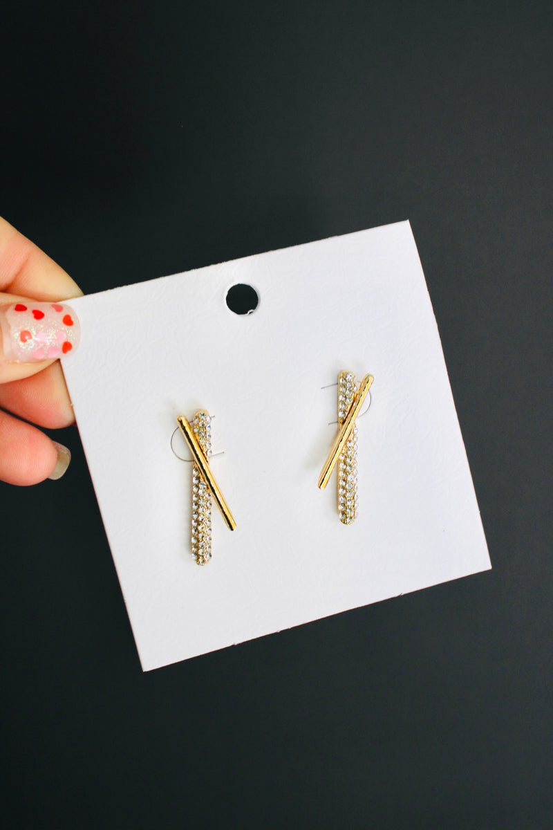 Pave Criss Cross Earrings | Gold