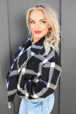 Plaid Double Breasted Jacket | Black