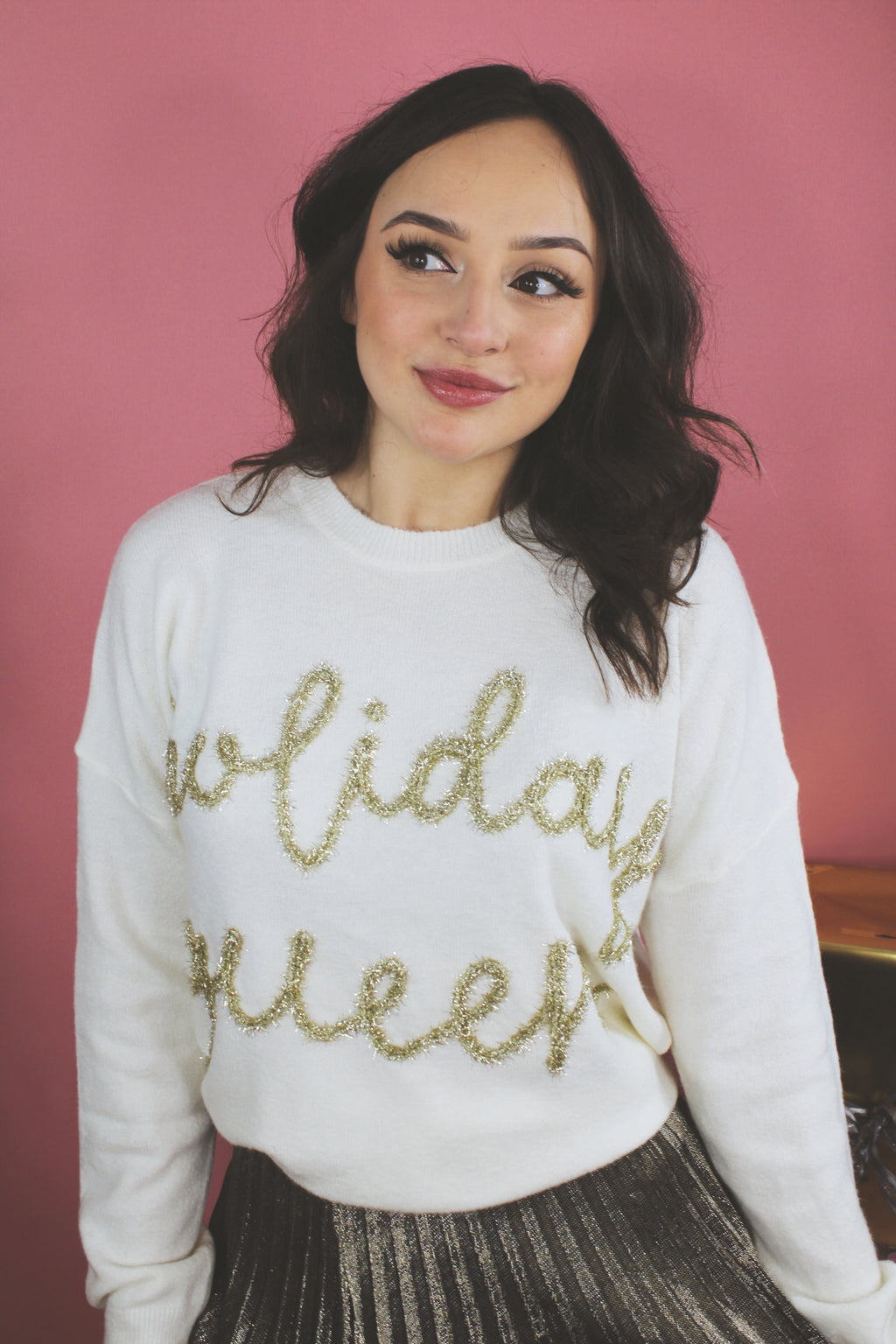 Holiday Queen Tinsel Sweater | Off White