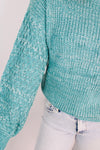 Oasis Textured Sleeve Sweater | Teal Blue