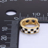 24K Gold Filled 13mm Checkered Enamel Huggie Earring