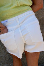 Raw Hem Denim Shorts | White