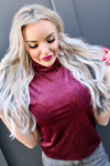 Wine Please Holiday Velvet Turtle Neck Top