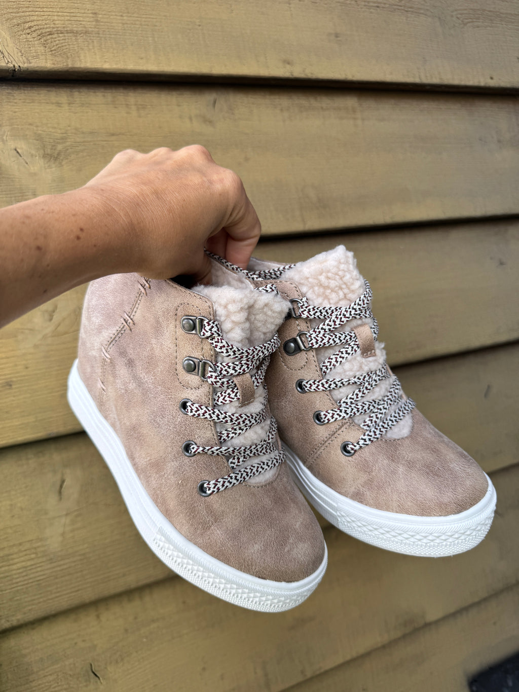 Tiburon Sneaker Wedge in Cream by Naughty Monkey