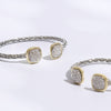 CZ Square Edge Designed Braided Bangle Bracelet: MULTI / ONE SIZE
