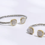 CZ Square Edge Designed Braided Bangle Bracelet: MULTI / ONE SIZE