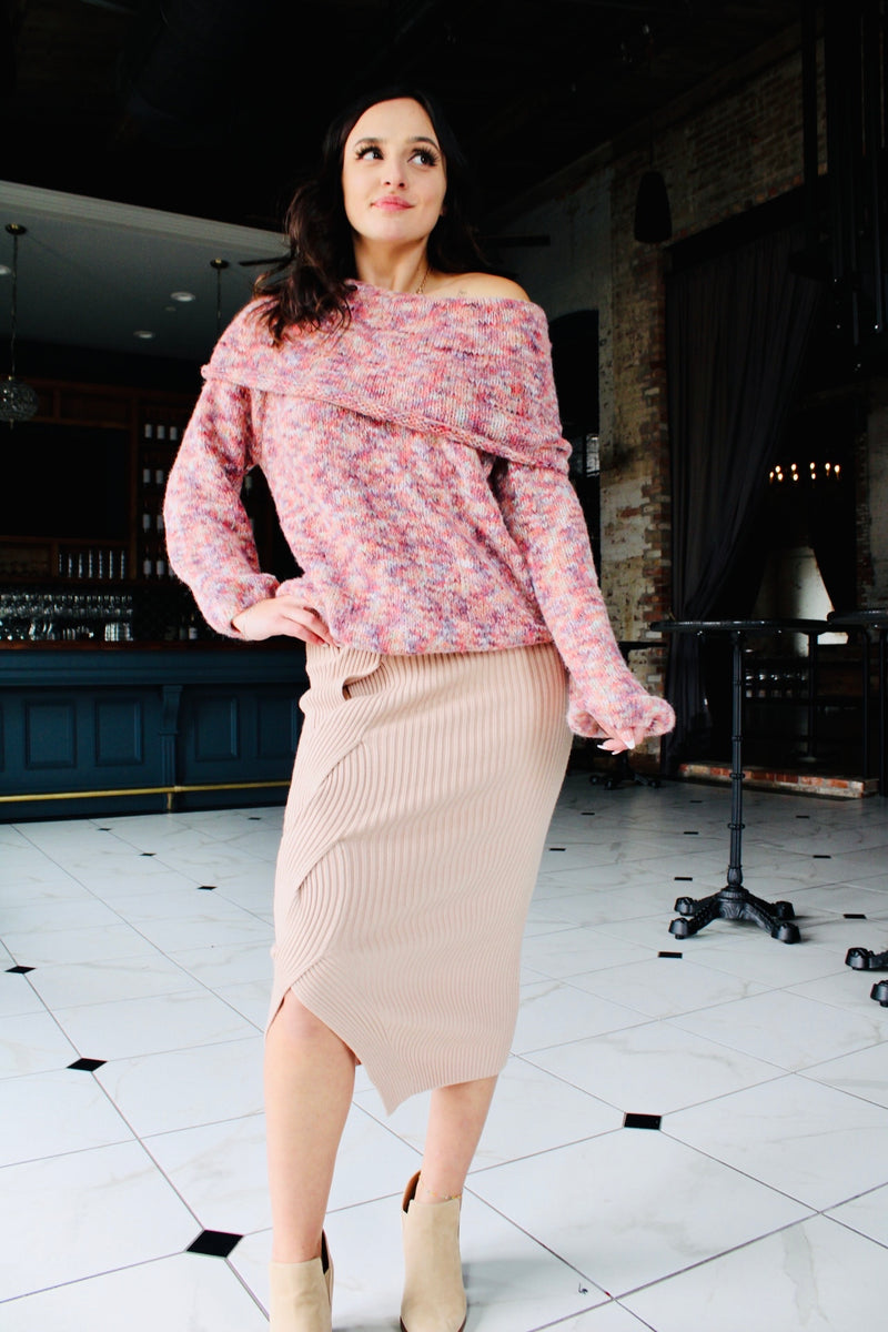 Multi Color Off the Shoulder Sweater