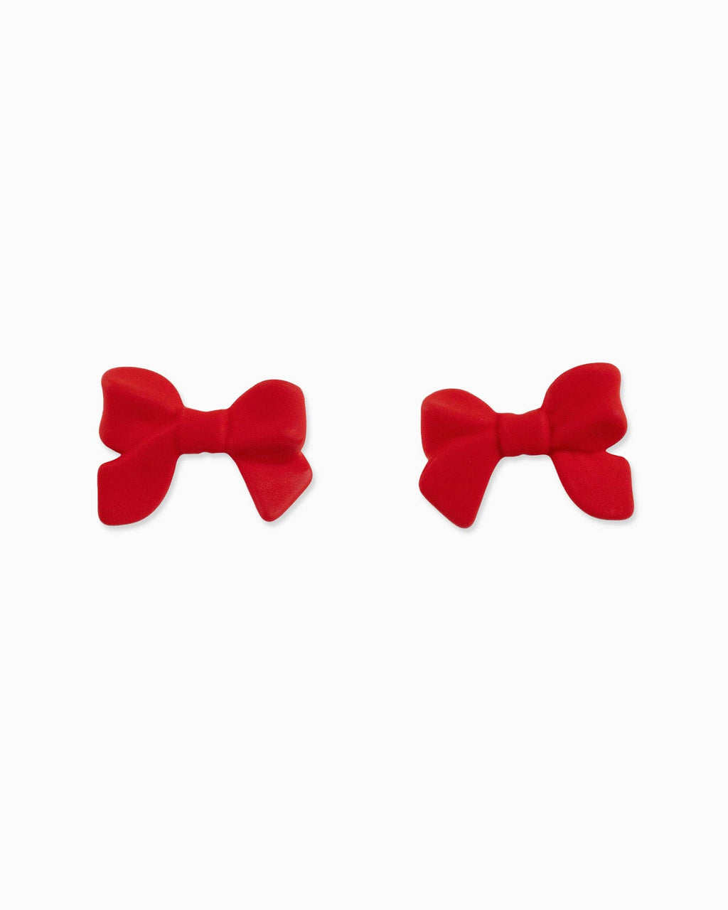 Matte Christmas Bow Stud Earrings: Red