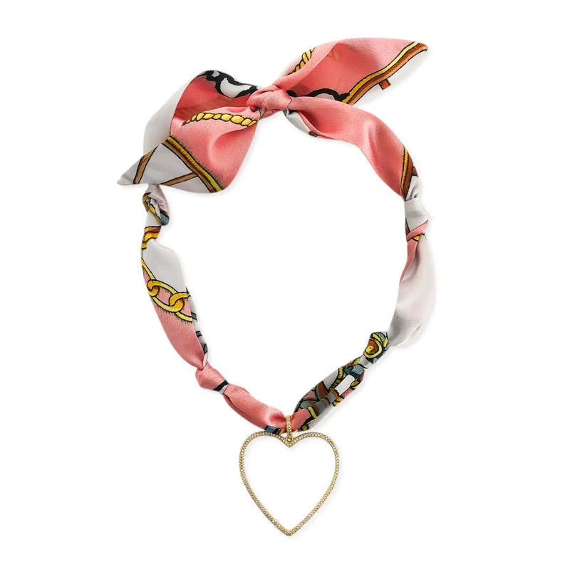 Pink Heart Scarf Necklace