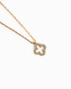 Open CZ Clover Pendant Necklace: Gold