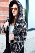 Reversible Plaid Teddy Lined Jacket | Black