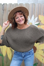 Boat Neck Knit Sweater | Olive