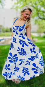 Italia Leaf Print Dress | Blue