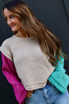 Colorblock Drop Shoulder Sweater | Natural