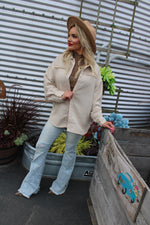 Pleasantly Fall Fray Detail Shacket | Beige