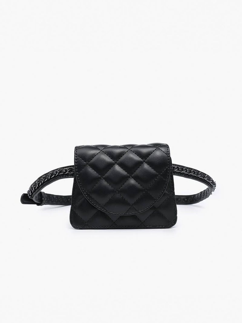 Annalee Quilted Mini Belt Bag w/ Strap: Black