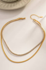 STAINLESS STEEL TARNISH FREE RHINESTONE NECKLACE | GOLD