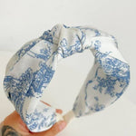 FLORAL TOILE PATTERN VINTAGE HAIR BAND BANGS | Blue