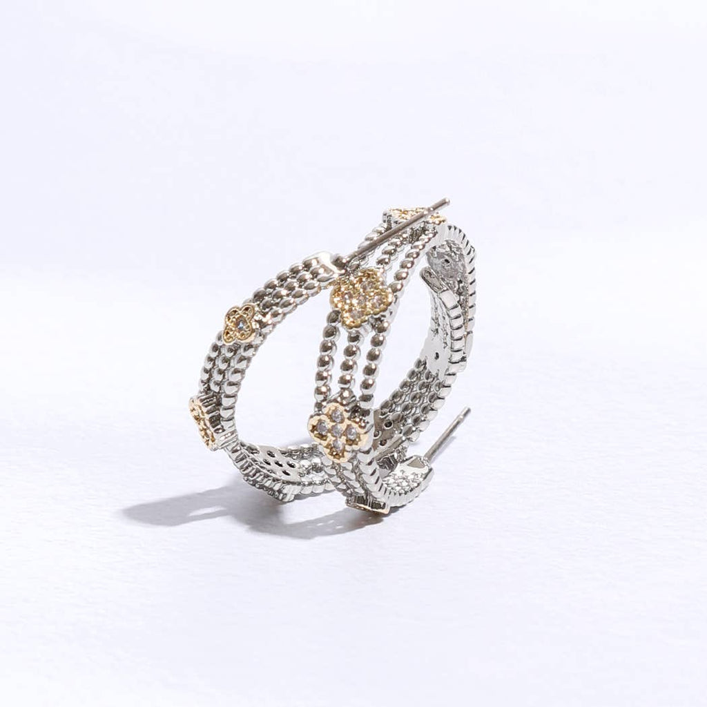 Mini Clover CZ Layer Hoop Earrings