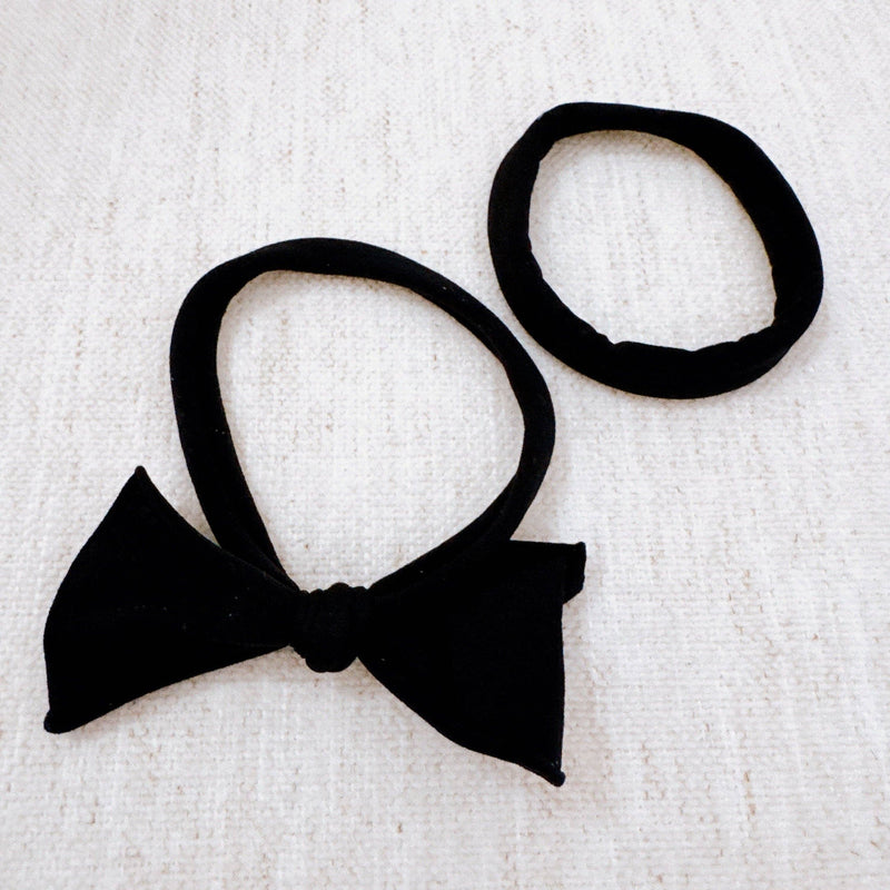 Jersey Bow Hair Ties Set Of 2: Black