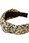 Raffia Weave Knot Headband: Black