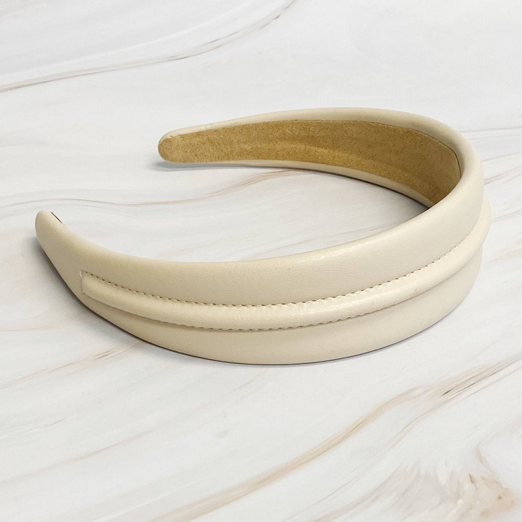 Classy Vegan Leather Headband: Ivory