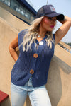 Go Blue Gold Metal Button Sweater | Midnight Blue