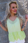 Majestic Peplum Halter Top | Lime