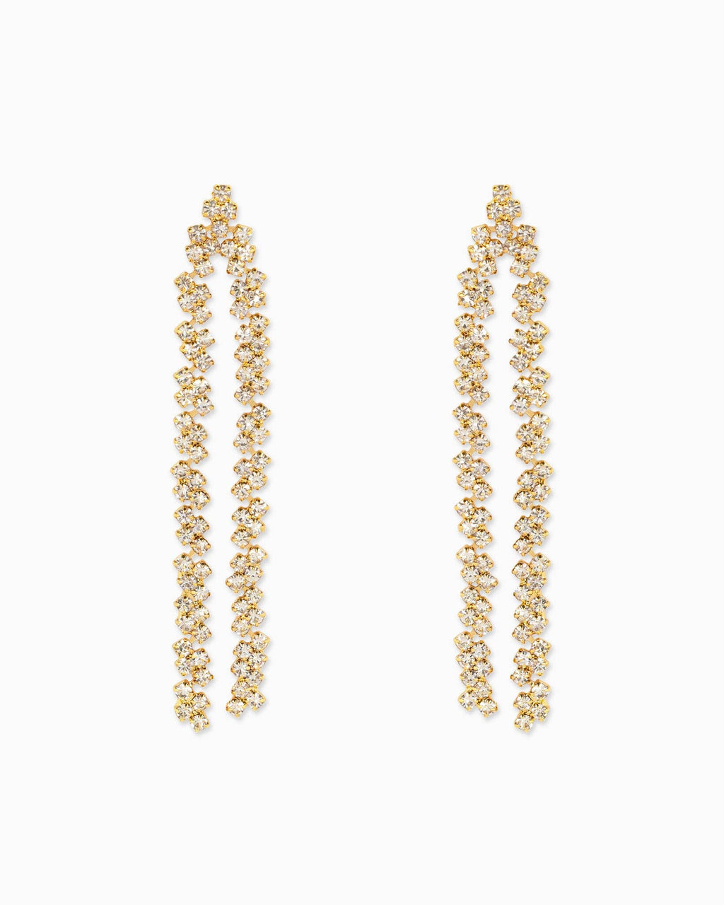 Two Line Linear Rhinestone Holiday Drop Earrings