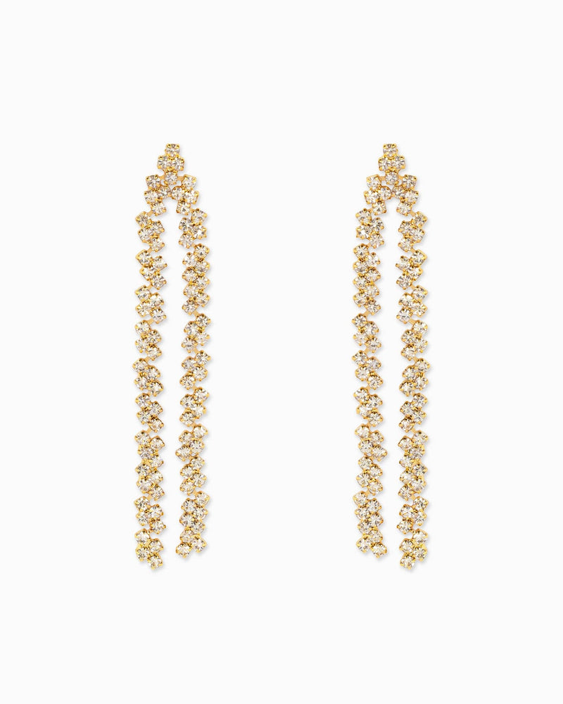 Two Line Linear Rhinestone Holiday Drop Earrings