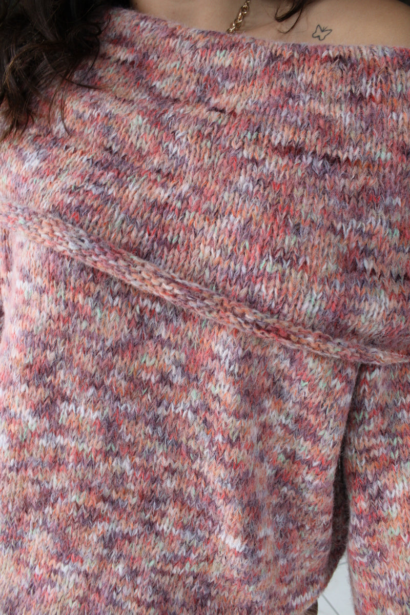 Multi Color Off the Shoulder Sweater