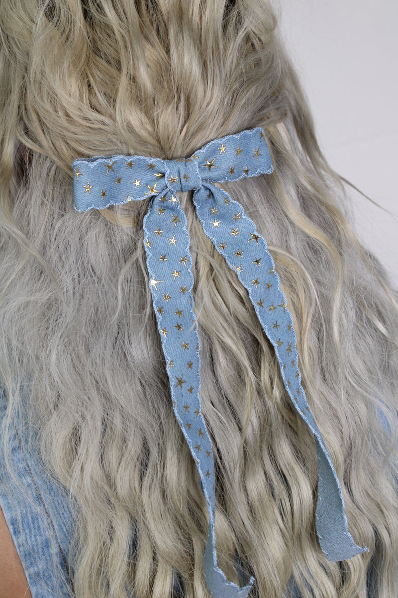 Golden Star Jean Bow Hair Clip Set Of 2