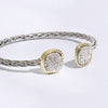 CZ Square Edge Designed Braided Bangle Bracelet: MULTI / ONE SIZE