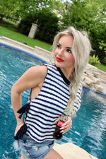 Patriotic Cutie Side Bow Striped Top | Navy