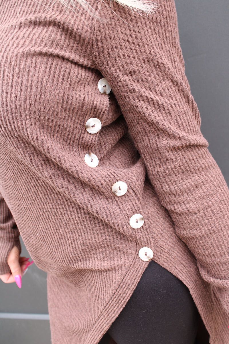 Longline Tunic with Button Detailed Slit