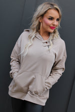 French Terry Hoodie Half Zip Up Sweatshirt | Khaki
