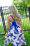 Italia Leaf Print Dress | Blue