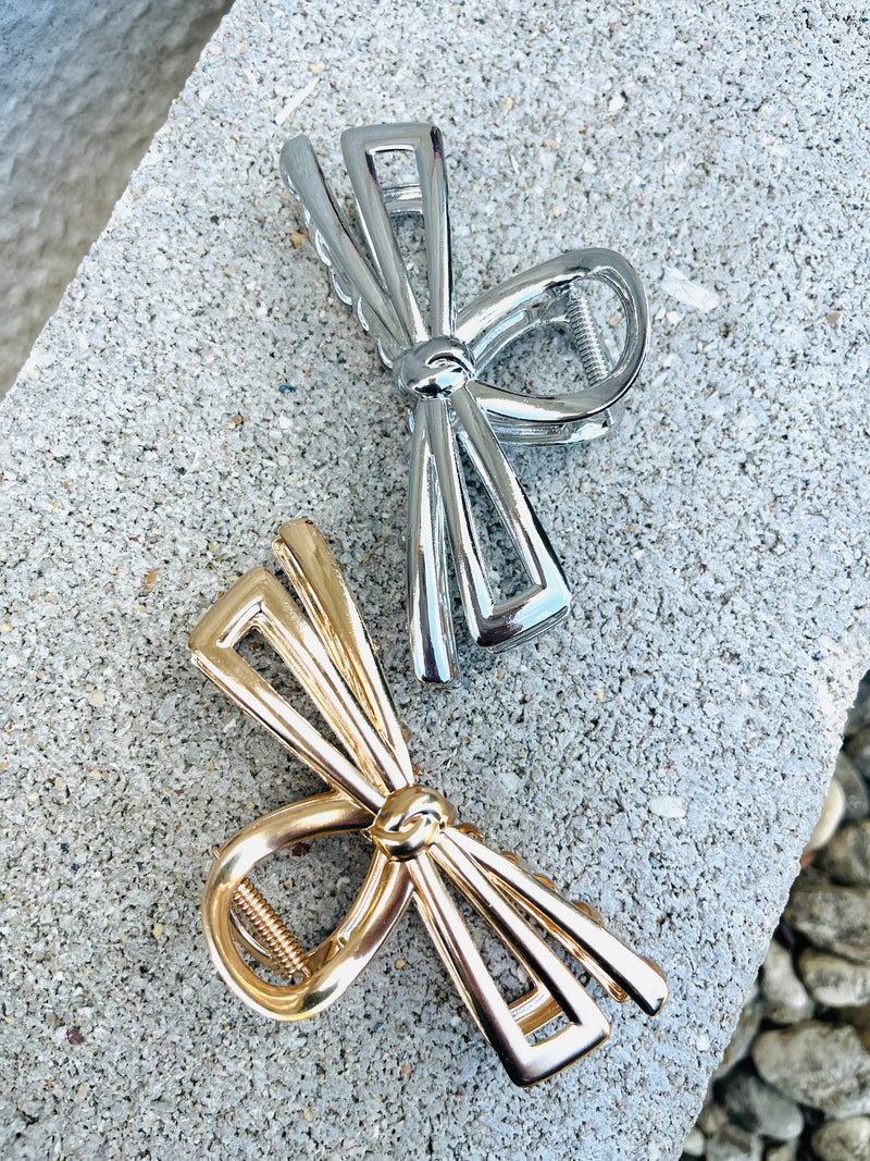 Bow Hair Clip Silver