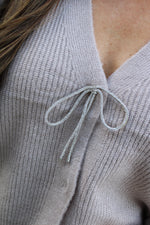Bow Crystal Cardigan | Light Mocha