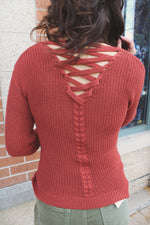 Ready in Seconds Lace Back Sweater | Rust