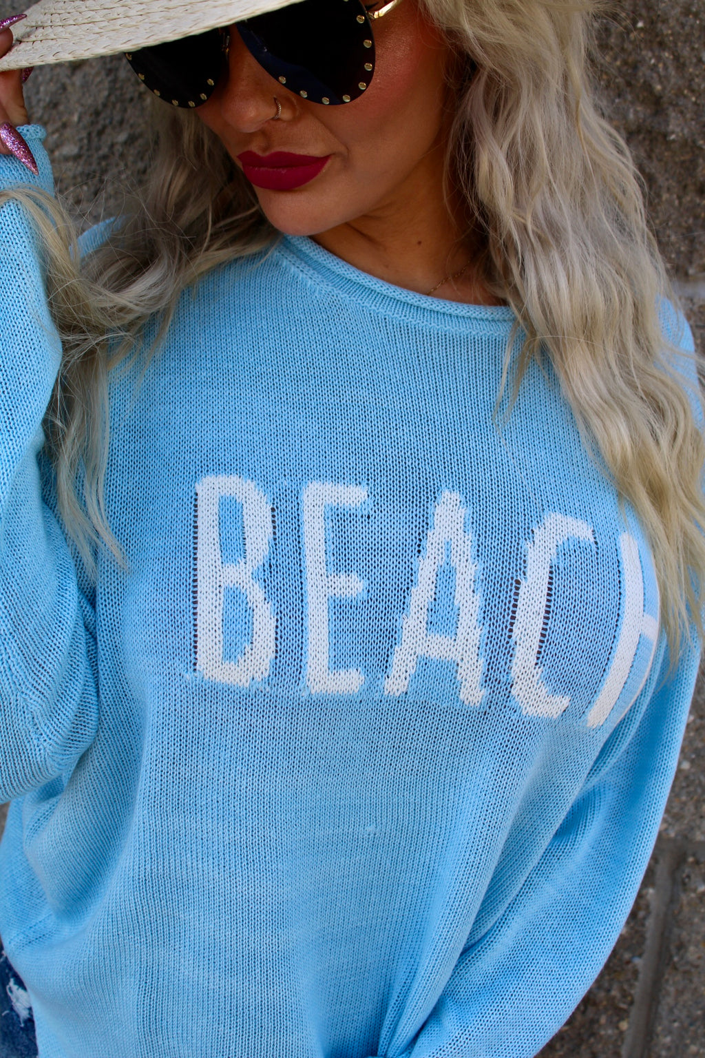 Beach Babe Knit Sweater | Light Blue