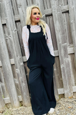 Preston Self-Tie Shoulder Straps Jumpsuit | Black
