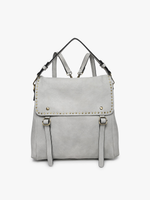 Indigo Backpack w/ Studded Details: Light Grey