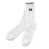 Cozy Socks in Ornament - White with Green Bow: 100% Polyester / One Size Fits Most