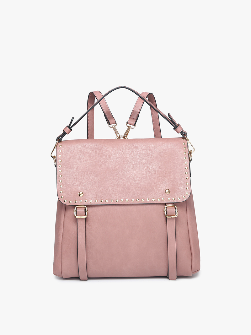 Indigo Backpack w/ Studded Details: Dark Mauve