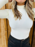 Never Basic Mock Neck Long Sleeve Top Ivory by Jaclyn Sue Boutique