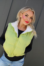 Always on Lime Cropped Teddy Lined Vest