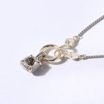 Square Pendant CZ Pave Necklace: K / ONESIZE