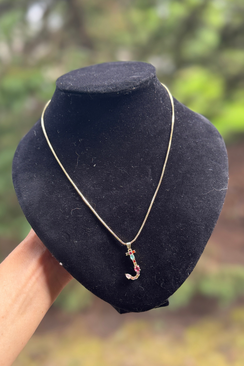 Multi Color Initial Necklace