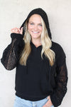 Knit Crochet Hoodie Sweater | Black